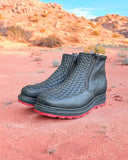 Men's Cowboy Boots Red  SOLE  Double Zipper Square Toe Half work Botines Vaqueros suela COLOR ROJA