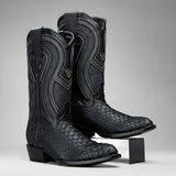 Botas Vaqueras Leather phytonn PRINT Men's Western Boot:Cowboy J Toe, Rodeo Boots Bi-tone 1.5" Heel With Rubber Cap, Leather Sole