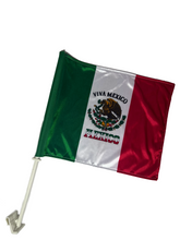 Load image into Gallery viewer, Car Flags ,Car Flag Mexico Flag Outdoor with Mexican Flag and Car Flag Pole, Car Logo Window Clip Can be Clipped to Most Windows Double Sided Fla
